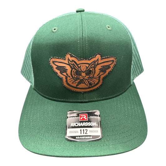 OwlCat Bellied Bomber Leather Patch 112 Green/Rawhide Leather