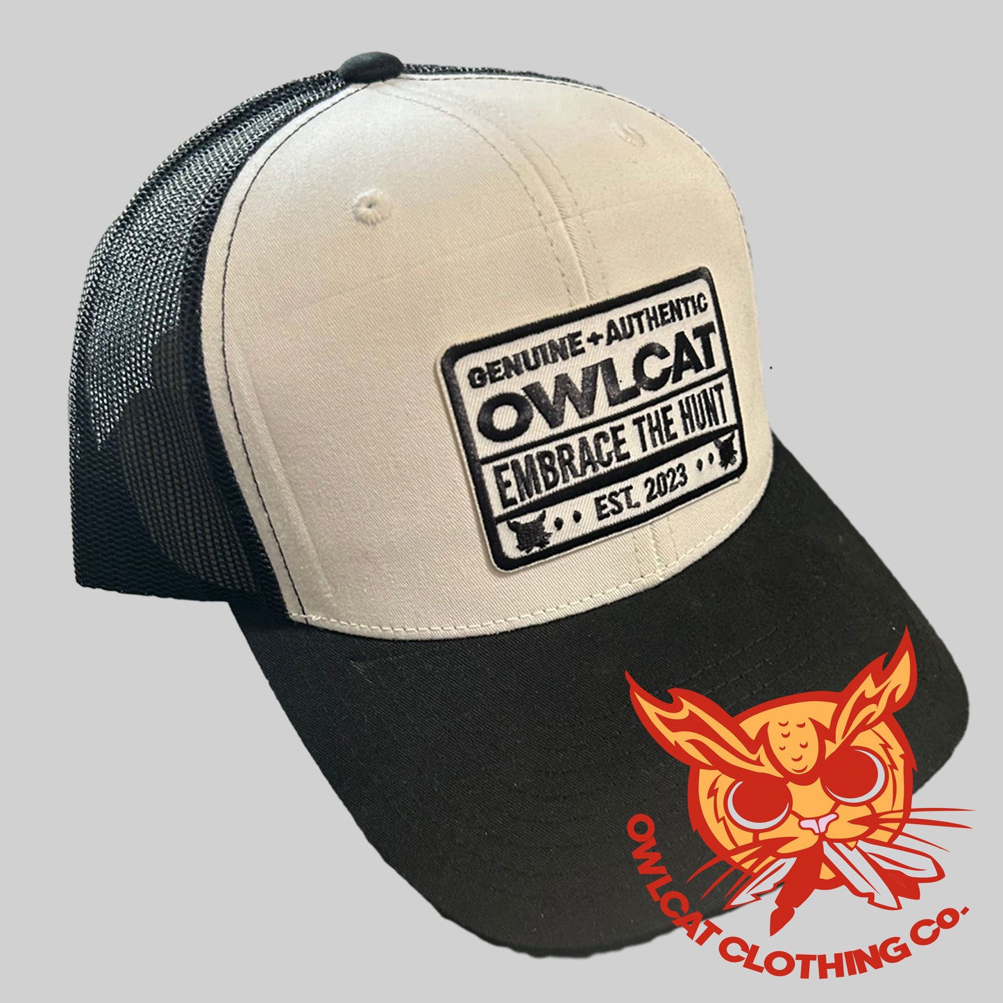 Black/White 6-Panel Structured Trucker Cap