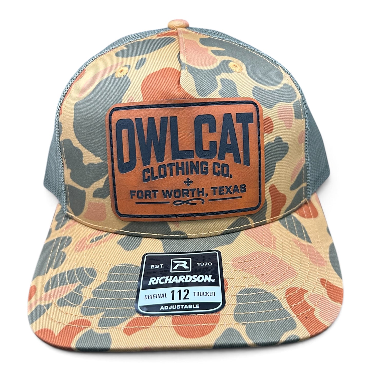 OwlCat Duck Camo Leather Patch Hat