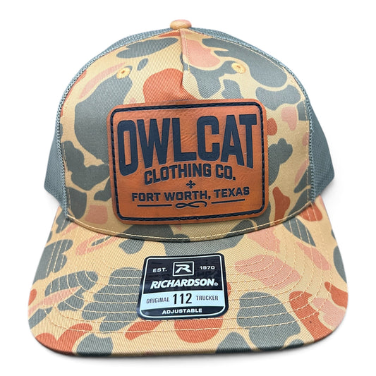OwlCat Duck Camo Leather Patch Hat