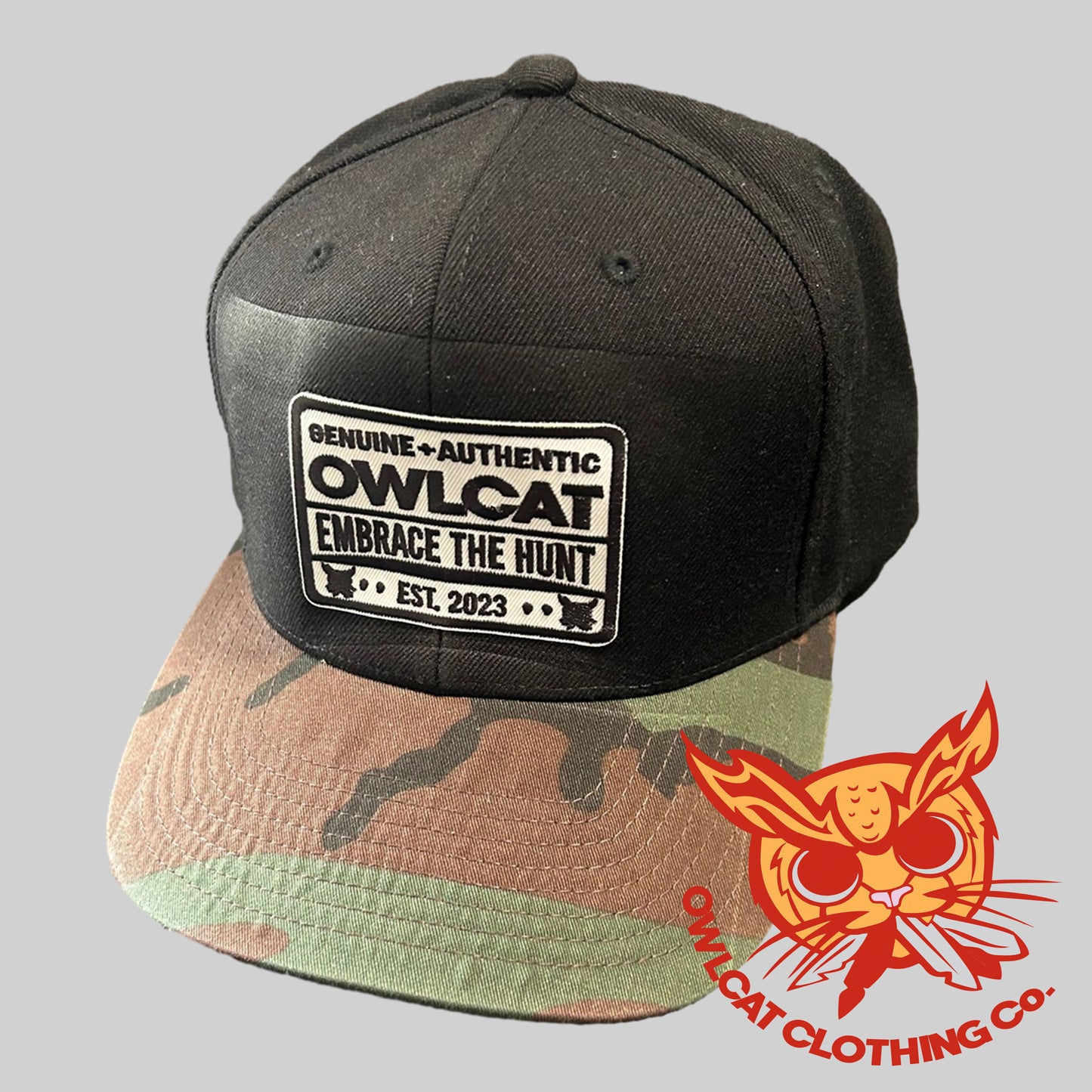 Black with Camo bill 6-Panel Structured Acrylic Cap